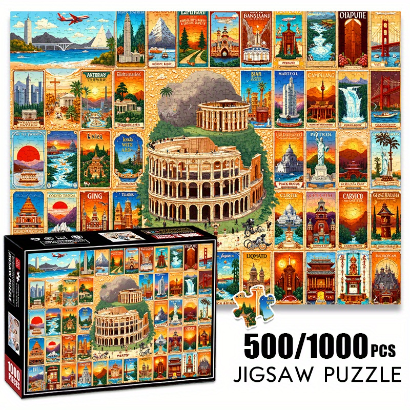 Puzzle Map World - 500/1000 шт., бумажный пазл, винтажная карта