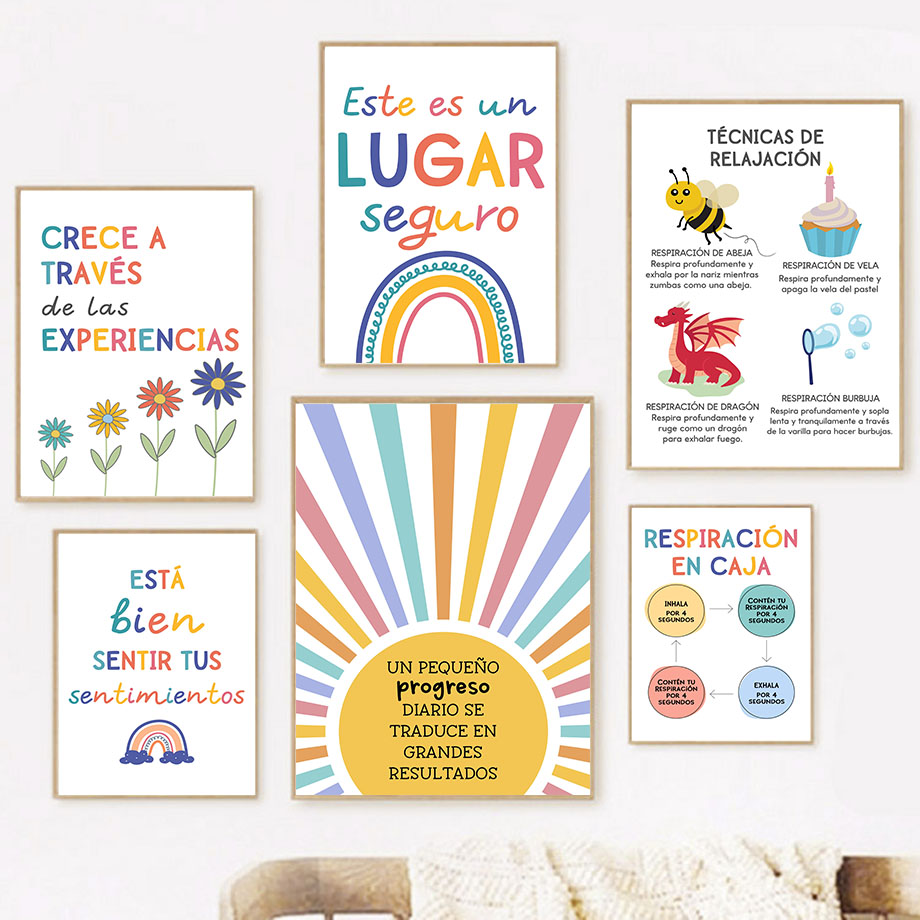 Kids Educational Poster - Испанское образование Motto Радуга Солнечный свет