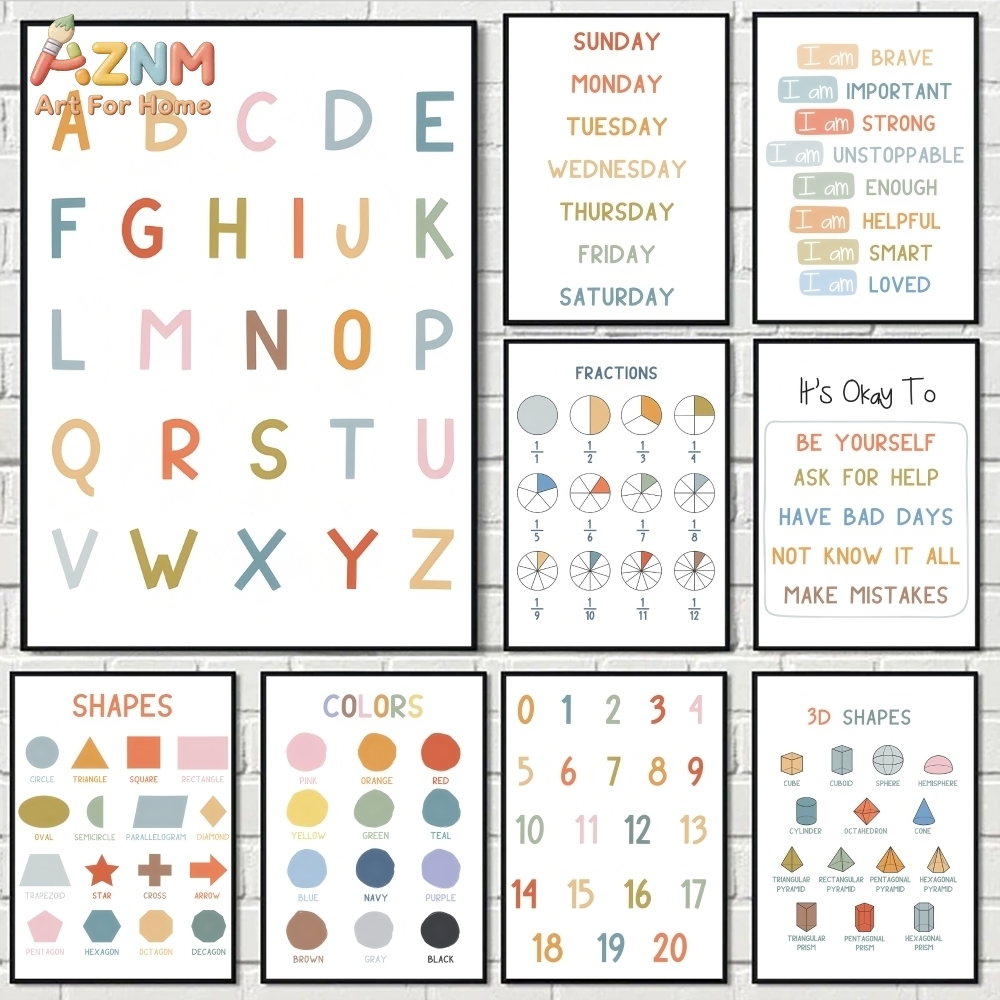 Kids Educational Poster - Обучающий постер AZNM с алфавитом и
