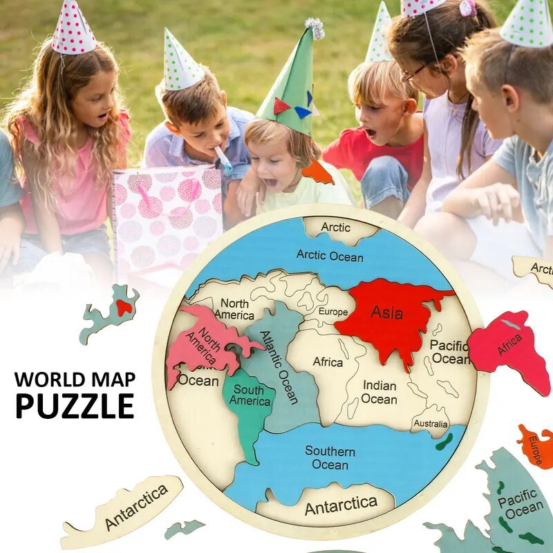 Деревянная цветная карта мира- – обзор и цена Puzzle Map World