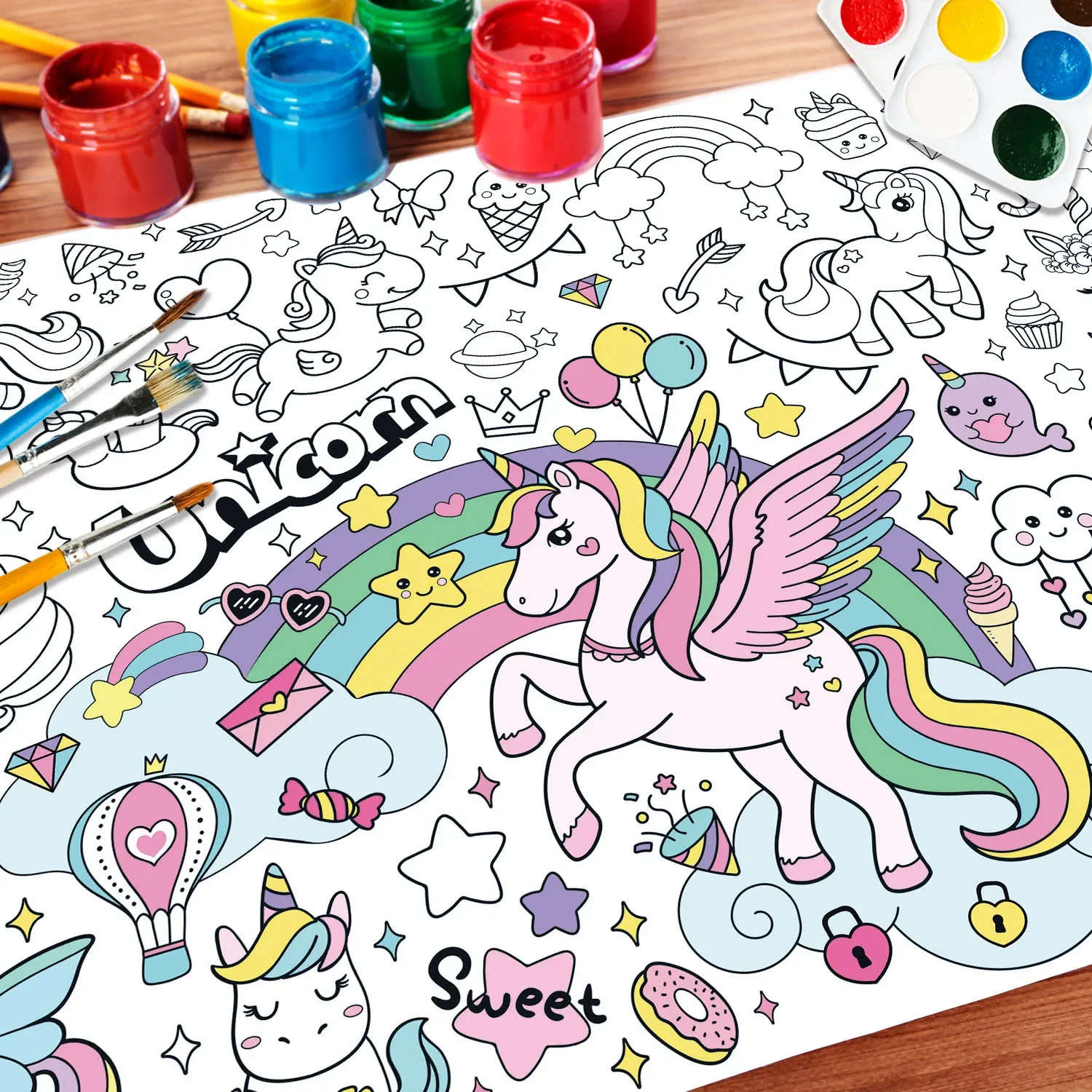Новые раскраски с единорогами  – обзор и цена Kids Educational Poster